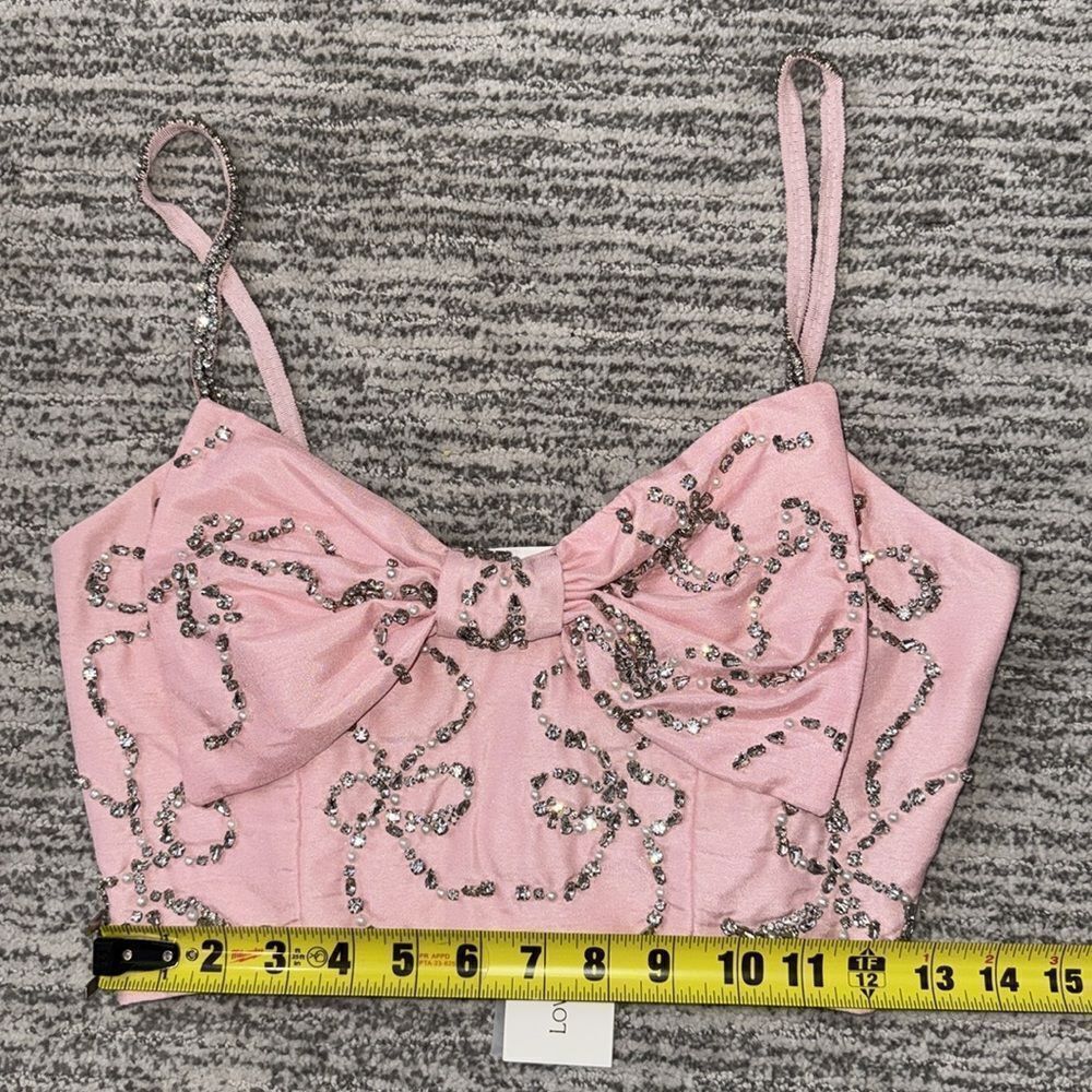 NWT LoveShackFancy - Arlitta Embellished Cropped Top - Pink - Size 2 - Picture 9 of 12